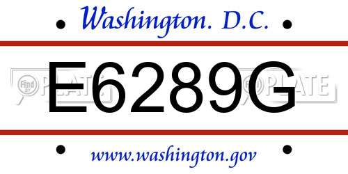 E6289G District Of Columbia License Plate