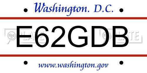 E62GDB District Of Columbia License Plate