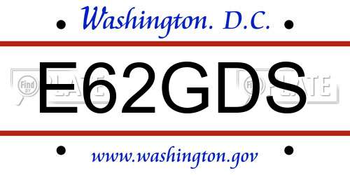 E62GDS District Of Columbia License Plate