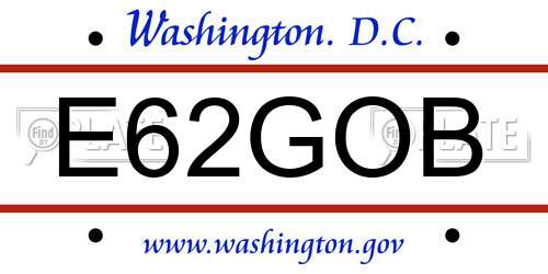E62GOB District Of Columbia License Plate