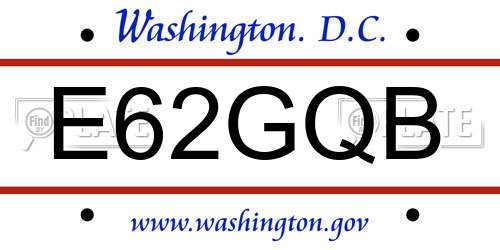 E62GQB District Of Columbia License Plate