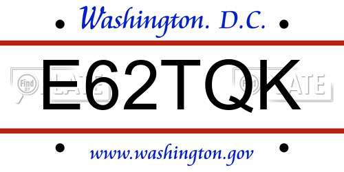 E62TQK District Of Columbia License Plate