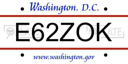 E62ZOK District Of Columbia License Plate