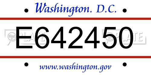 E642450 District Of Columbia License Plate