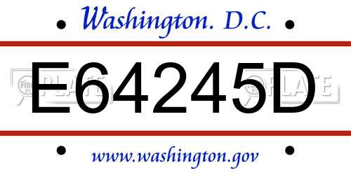 E64245D District Of Columbia License Plate