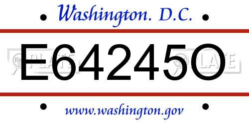 E64245O District Of Columbia License Plate