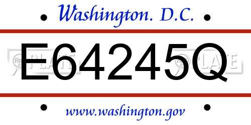 E64245Q District Of Columbia License Plate