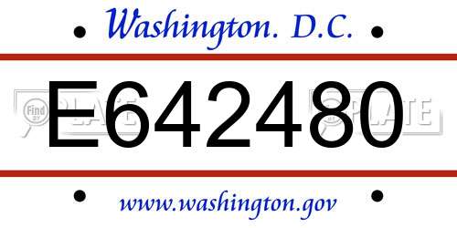 E642480 District Of Columbia License Plate