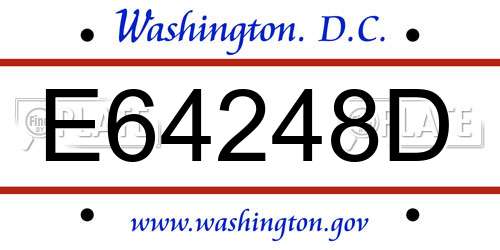 E64248D District Of Columbia License Plate