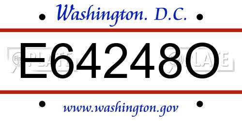 E64248O District Of Columbia License Plate
