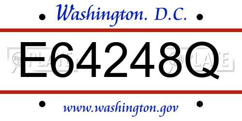 E64248Q District Of Columbia License Plate