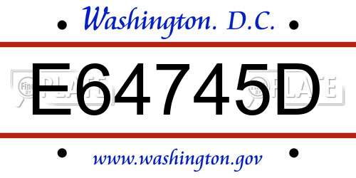 E64745D District Of Columbia License Plate