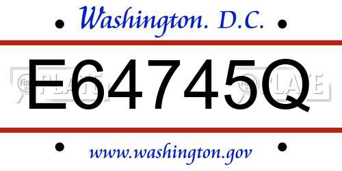 E64745Q District Of Columbia License Plate