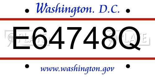 E64748Q District Of Columbia License Plate