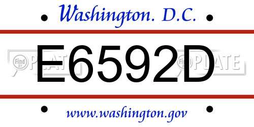 E6592D District Of Columbia License Plate