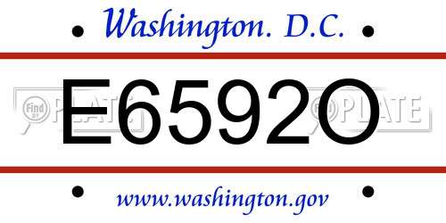 E6592O District Of Columbia License Plate