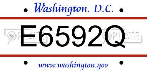 E6592Q District Of Columbia License Plate