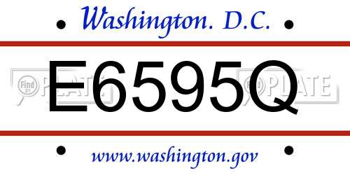 E6595Q District Of Columbia License Plate