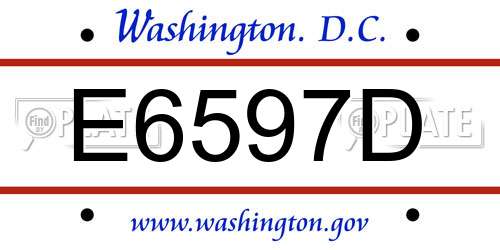 E6597D District Of Columbia License Plate