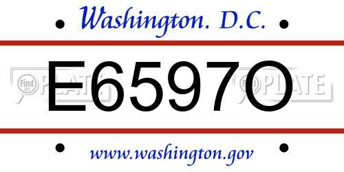 E6597O District Of Columbia License Plate
