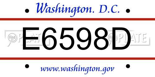 E6598D District Of Columbia License Plate