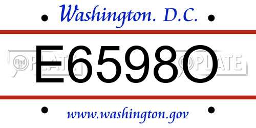 E6598O District Of Columbia License Plate
