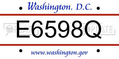 E6598Q District Of Columbia License Plate