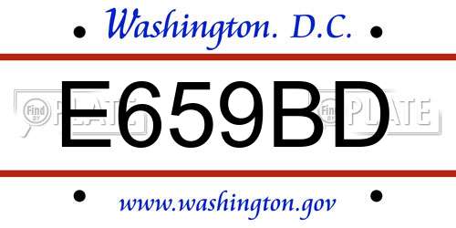 E659BD District Of Columbia License Plate