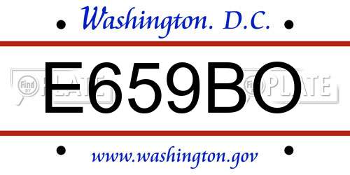 E659BO District Of Columbia License Plate