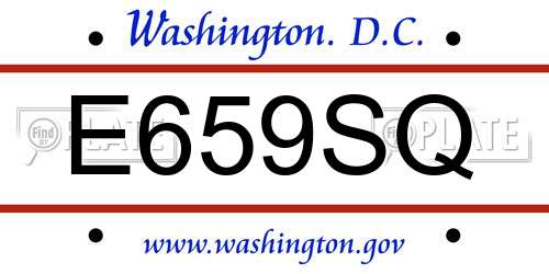 E659SQ District Of Columbia License Plate