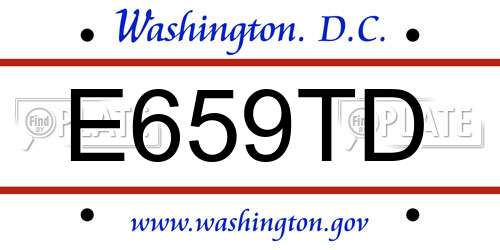 E659TD District Of Columbia License Plate