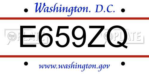 E659ZQ District Of Columbia License Plate