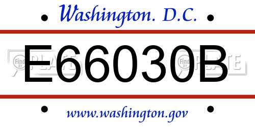 E66030B District Of Columbia License Plate
