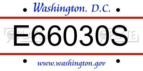 E66030S District Of Columbia License Plate