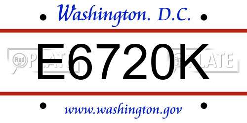 E6720K District Of Columbia License Plate