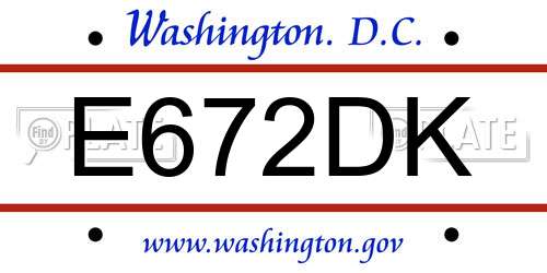 E672DK District Of Columbia License Plate