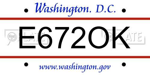 E672OK District Of Columbia License Plate
