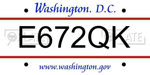 E672QK District Of Columbia License Plate