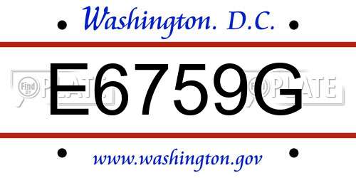 E6759G District Of Columbia License Plate