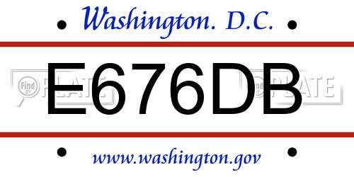 E676DB District Of Columbia License Plate