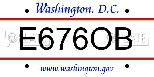 E676OB District Of Columbia License Plate