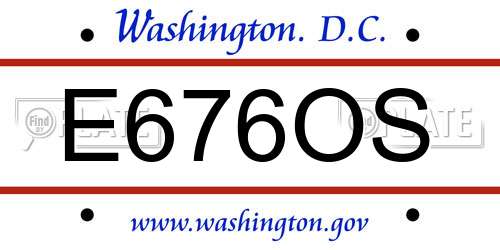 E676OS District Of Columbia License Plate