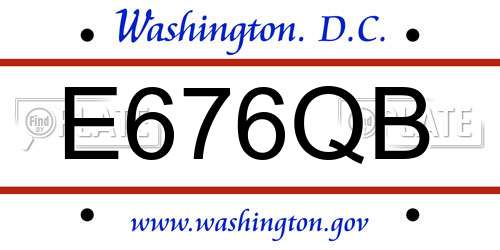 E676QB District Of Columbia License Plate