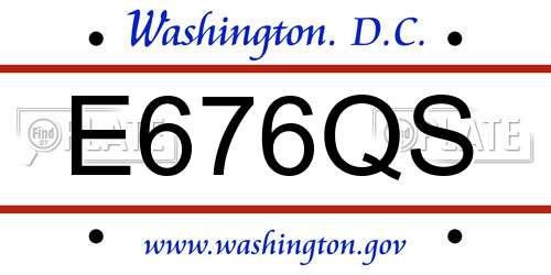 E676QS District Of Columbia License Plate