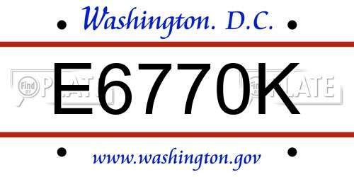 E6770K District Of Columbia License Plate