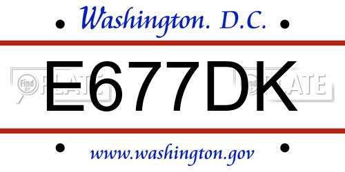 E677DK District Of Columbia License Plate
