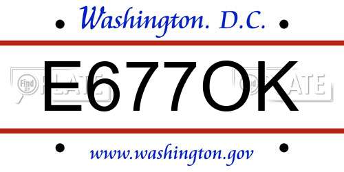 E677OK District Of Columbia License Plate