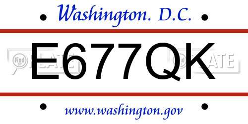 E677QK District Of Columbia License Plate