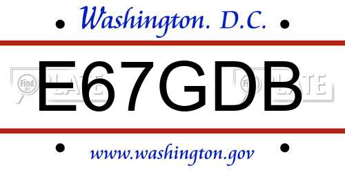 E67GDB District Of Columbia License Plate