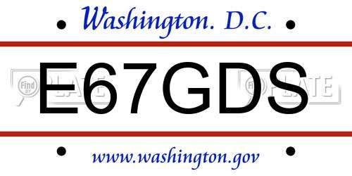 E67GDS District Of Columbia License Plate